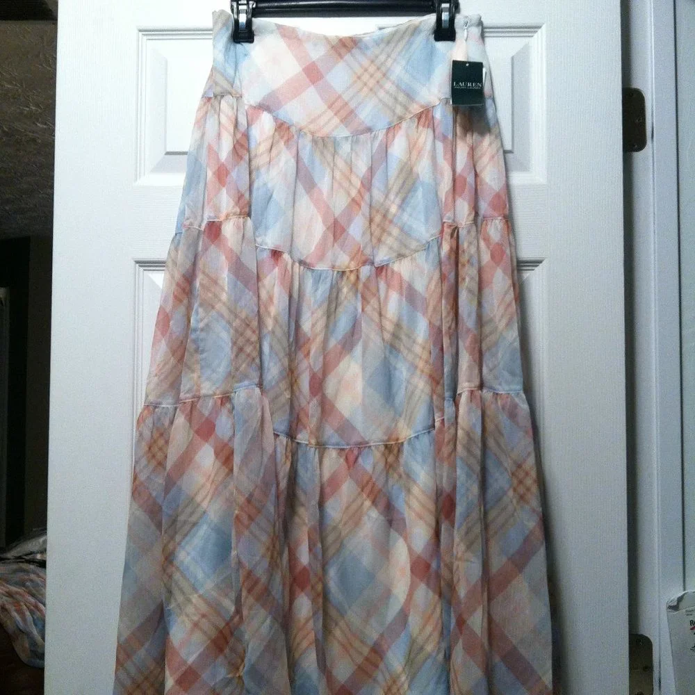 RALPH LAUREN WOMEN'S NEW CREAM 100%POLYESTER SKIRT SIZE: 6